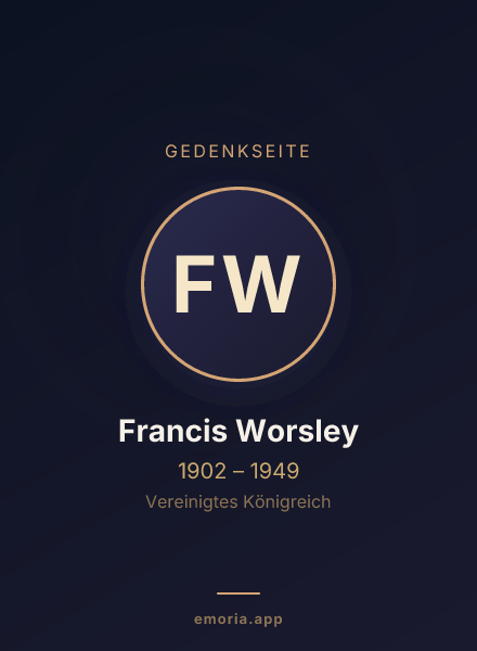Gedenkportrait von Francis Worsley