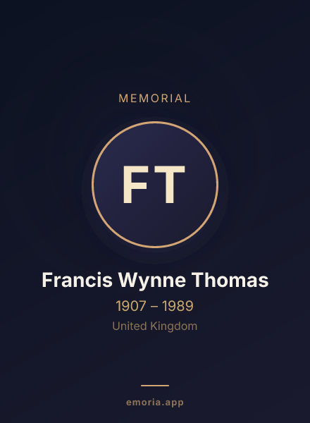 Memorial portrait of Francis Wynne Thomas