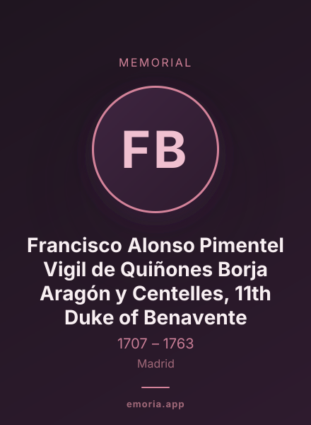 Memorial portrait of Francisco Alonso Pimentel Vigil de Quiñones Borja Aragón y Centelles, 11th Duke of Benavente