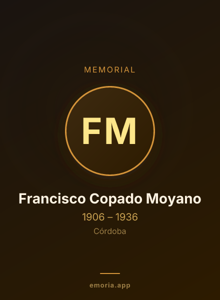 Memorial portrait of Francisco Copado Moyano