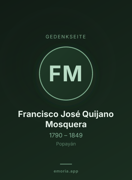 Gedenkportrait von Francisco José Quijano Mosquera