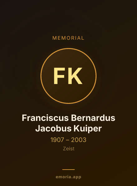 Memorial portrait of Franciscus Bernardus Jacobus Kuiper