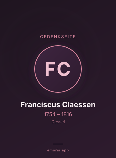Gedenkportrait von Franciscus Claessen