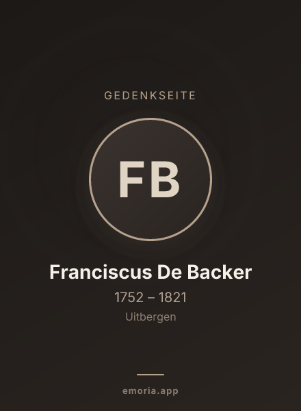 Gedenkportrait von Franciscus De Backer