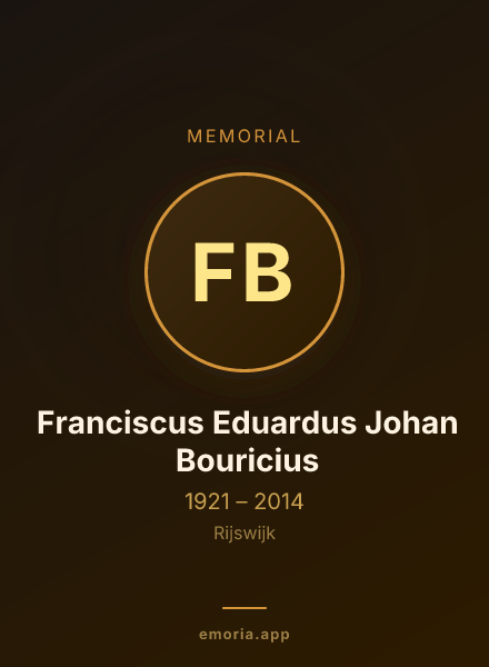 Memorial portrait of Franciscus Eduardus Johan Bouricius