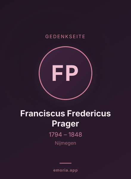 Gedenkportrait von Franciscus Fredericus Prager