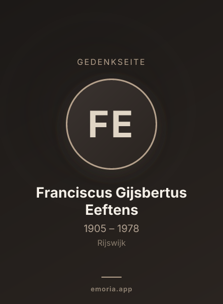 Gedenkportrait von Franciscus Gijsbertus Eeftens