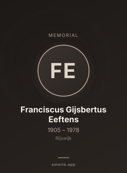 Memorial portrait of Franciscus Gijsbertus Eeftens