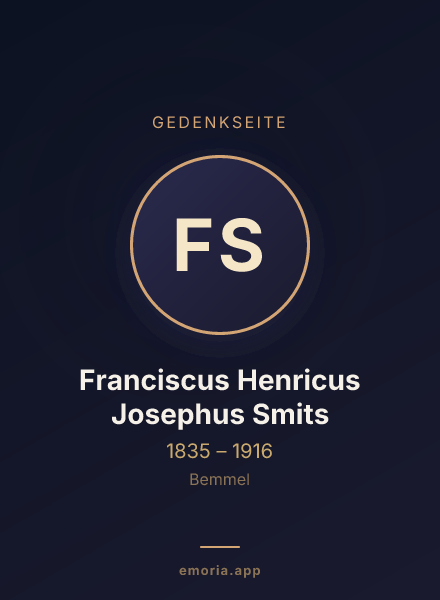 Gedenkportrait von Franciscus Henricus Josephus Smits