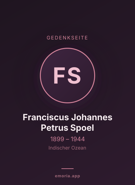 Gedenkportrait von Franciscus Johannes Petrus Spoel