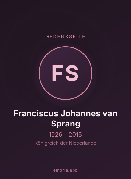 Gedenkportrait von Franciscus Johannes van Sprang