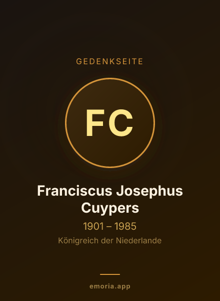 Gedenkportrait von Franciscus Josephus Cuypers