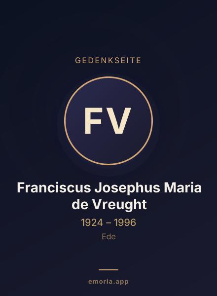 Gedenkportrait von Franciscus Josephus Maria de Vreught