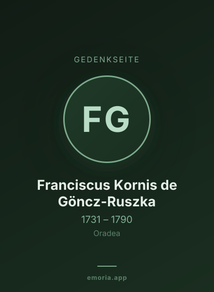 Gedenkportrait von Franciscus Kornis de Göncz-Ruszka