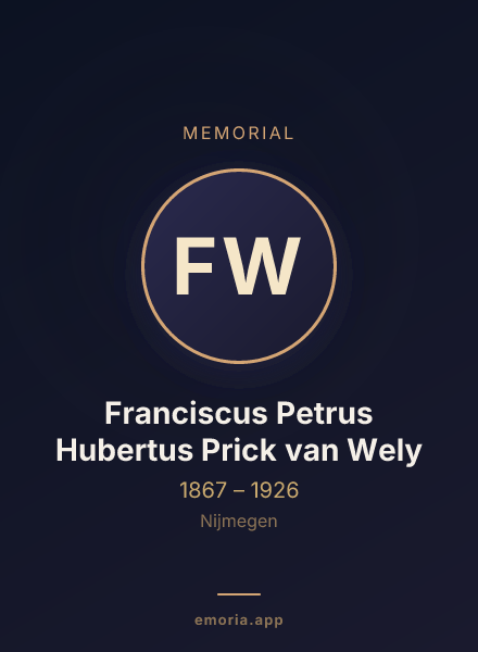 Memorial portrait of Franciscus Petrus Hubertus Prick van Wely