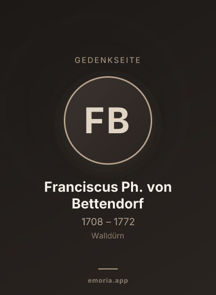 Gedenkportrait von Franciscus Ph. von Bettendorf