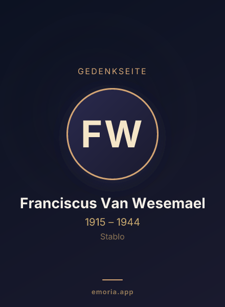 Gedenkportrait von Franciscus Van Wesemael