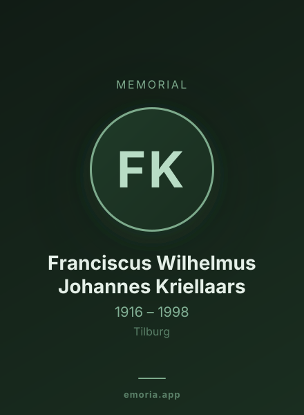 Memorial portrait of Franciscus Wilhelmus Johannes Kriellaars