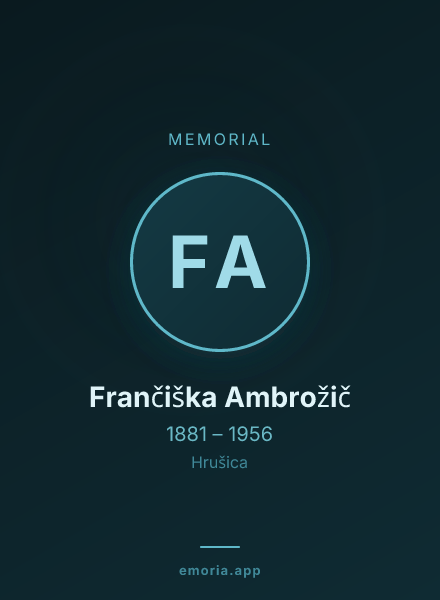 Memorial portrait of Frančiška Ambrožič