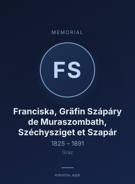 Memorial portrait of Franciska, Gräfin Szápáry de Muraszombath, Széchysziget et Szapár