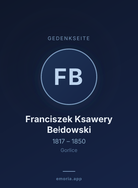 Gedenkportrait von Franciszek Ksawery Bełdowski