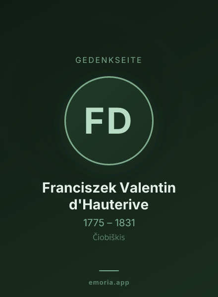 Gedenkportrait von Franciszek Valentin d'Hauterive