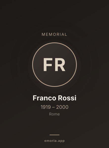 Memorial portrait of Franco Rossi