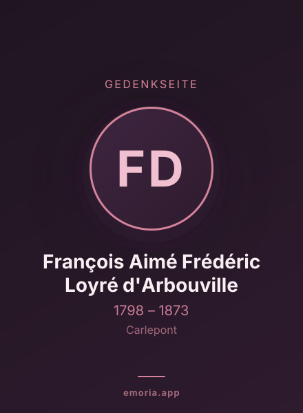 Gedenkportrait von François Aimé Frédéric Loyré d'Arbouville