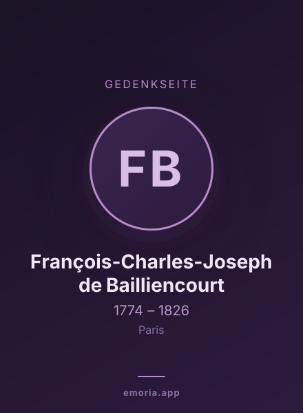 Gedenkportrait von François-Charles-Joseph de Bailliencourt