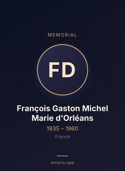 Memorial portrait of François Gaston Michel Marie d’Orléans