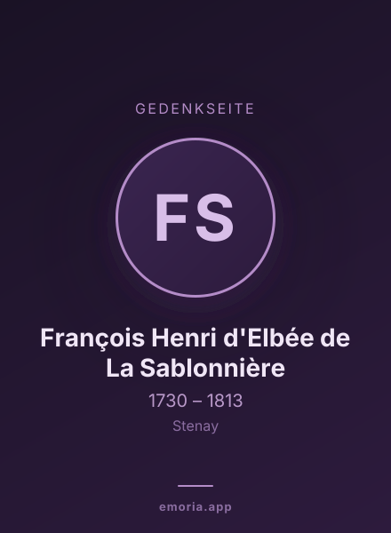 Gedenkportrait von François Henri d'Elbée de La Sablonnière