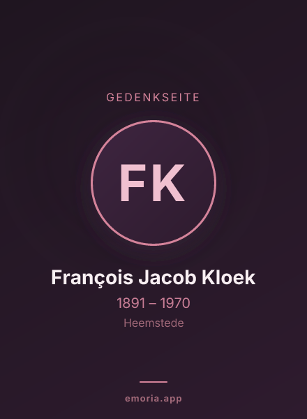 Gedenkportrait von François Jacob Kloek