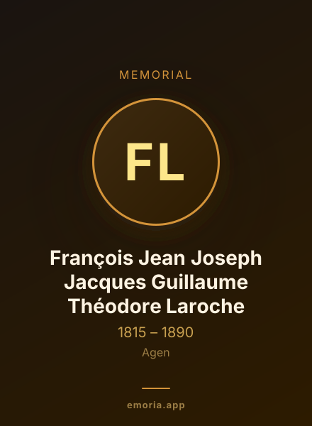 Memorial portrait of François Jean Joseph Jacques Guillaume Théodore Laroche