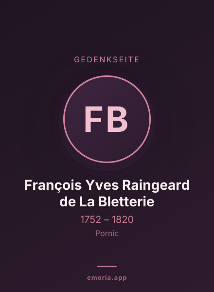 Gedenkportrait von François Yves Raingeard de La Bletterie