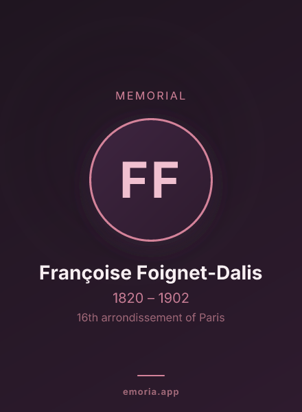 Memorial portrait of Françoise Foignet-Dalis