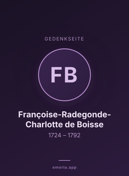 Gedenkportrait von Françoise-Radegonde-Charlotte de Boisse