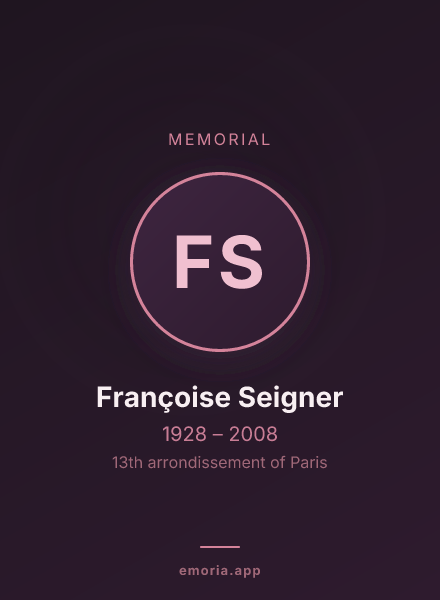 Memorial portrait of Françoise Seigner