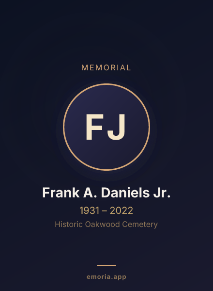 Memorial portrait of Frank A. Daniels Jr.