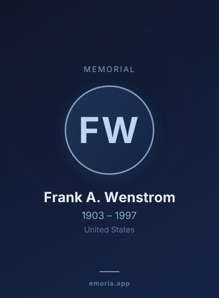 Memorial portrait of Frank A. Wenstrom