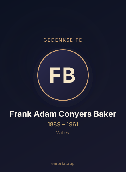Gedenkportrait von Frank Adam Conyers Baker