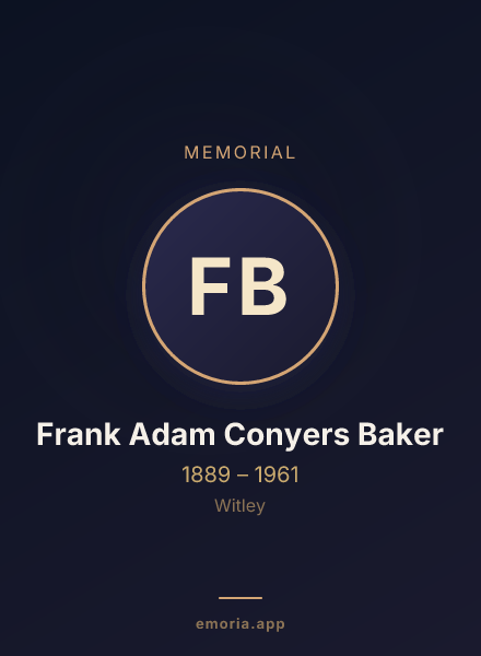 Memorial portrait of Frank Adam Conyers Baker