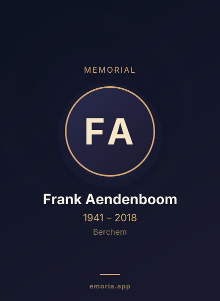 Memorial portrait of Frank Aendenboom