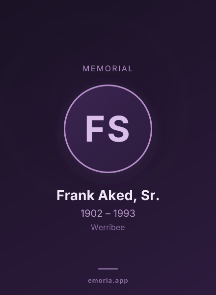 Memorial portrait of Frank Aked, Sr.