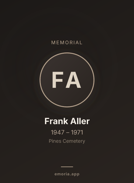 Memorial portrait of Frank Aller