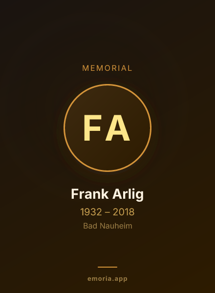 Memorial portrait of Frank Arlig