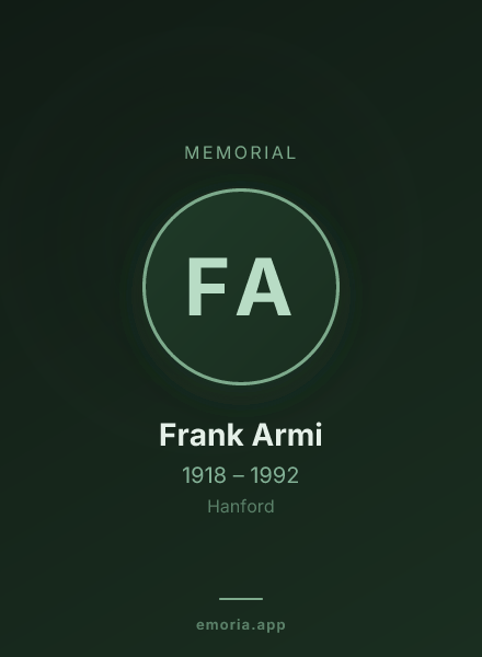 Memorial portrait of Frank Armi