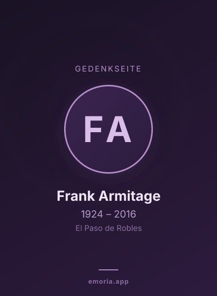 Gedenkportrait von Frank Armitage