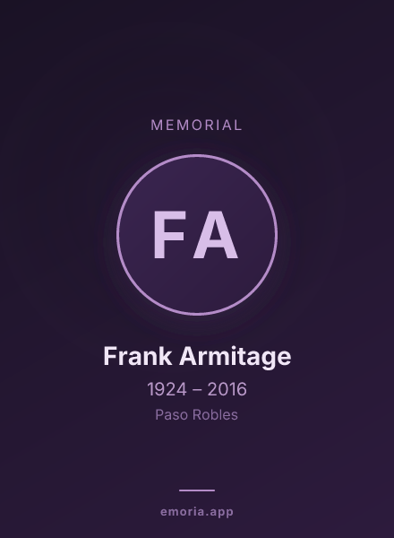 Memorial portrait of Frank Armitage