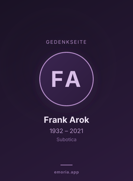 Gedenkportrait von Frank Arok
