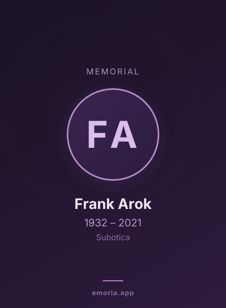 Memorial portrait of Frank Arok